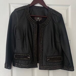 Sachin + Babi Perforated leather Black Blazer